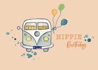 Holzschliffkarte / VW-Bus Hippie Birthday