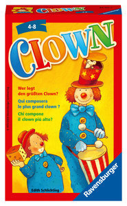 Ravensburger 23115 - Clown, Mitbringspiel für 2-6 Spieler, Kinderspiel ab 4 Jahren, kompaktes Format, Reisespiel, Würfelspiel