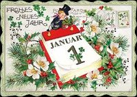 Postkarte. Auguri - Frohes Neues Jahr (Schornsteinfeger)