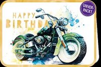 Doppelkarte. Simply Gold. Happy Birthday - Motorrad