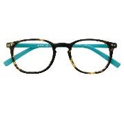 Brille. JUNIOR Selection, G55700, havanna-türkis +1.50 dpt, Panto-Kunststoffbrille im Softetui