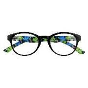 Brille. HAWAII, G59700, schwarz-blau, Kunststoffbrille mit Blumenmuster, Federtechnik, mit Etui, +1.50 dpt