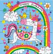 Puzzle-Karte. Happy Birthday Unicorn & R