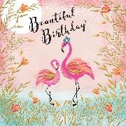 Doppelkarte. Darjeeling - Birthday / Flamingos