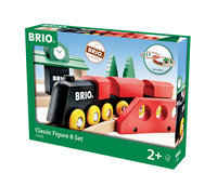 BRIO 33028 Bahn Acht Set Classic Line - Zwei Schienenkreise mit Frachtzug, Holzbahnhof und Holzbrücke - Geeignet für Kinder ab 2 Jahren