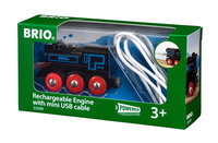 BRIO World - 33599 Akku Lok mit Mini USB - Wiederaufladbare Lokomotive - Batteriebetriebener Spielzeugzug für Kinder ab 3 Jahren