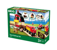 BRIO World 33719 Bahn Bauernhof Set - Holzeisenbahn mit Bauernhof, Tieren und Holzschienen - Kleinkinderspielzeug empfohlen ab 3 Jahren