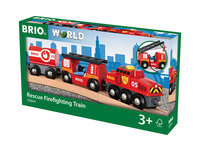 BRIO World 33844 Feuerwehr-Löschzug - Feuerwehrzug mit Feuerwehrschlauch und Wassertank - Kleinkindspielzeug empfohlen ab 3 Jahren