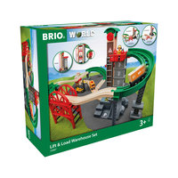 BRIO World 33887 Großes Lagerhaus-Set mit Aufzug - Zubehör für die BRIO Holzeisenbahn - Konstruktionsspielzeug empfohlen für Kinder ab 3 Jahren