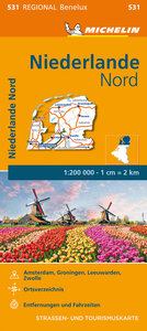 Michelin Niederlande Nord. Straßen- und Tourismuskarte 1:200.000. 1:200'000