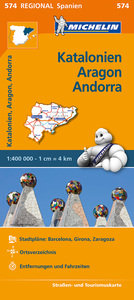 Michelin Katalonien, Aragon, Andorra. Straßen- und Tourismuskarte 1:400.000. 1:400'000