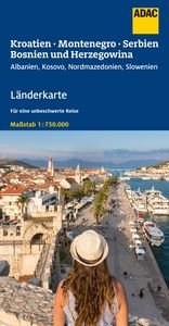 ADAC Länderkarte Kroatien, Montenegro, Serbien, Bosnien u. Herzegowina 1:750.000. 1:750'000