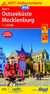 ADFC-Radtourenkarte 3 Ostseeküste Mecklenburg 1:150.000, reiß- und wetterfest, E-Bike geeignet, GPS-Tracks Download. 1:150'000