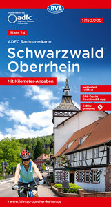 ADFC-Radtourenkarte 24 Schwarzwald Oberrhein 1:150.000, reiß- und wetterfest, E-Bike geeignet, GPS-Tracks Download, mit Bett+Bike Symbolen, mit Kilometer-Angaben. 1:150'000