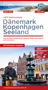 ADFC-Radtourenkarte DK3 Dänemark/Kopenhagen/Seeland 1:150.000, reiß- und wetterfest, E-Bike geeignet, mit GPS-Tracks Download, mit Bett+Bike Symbolen, mit Kilometer-Angaben. 1:150'000