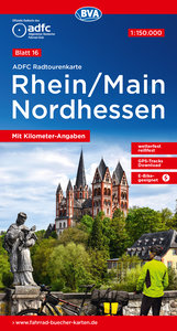 ADFC-Radtourenkarte 16 Rhein/Main Nordhessen 1:150.000, reiß- und wetterfest, E-Bike geeignet, GPS-Tracks Download, mit Kilometer-Angaben. 1:150'000
