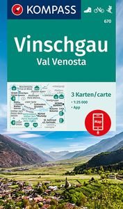 KOMPASS Wanderkarte 670 Vinschgau, Val Venosta. 1:25'000