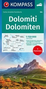 KOMPASS Autokarte Dolomiti, Dolomiten, Dolomites 1:150.000. 1:150'000