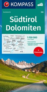 KOMPASS Autokarte Südtirol, Dolomiten 1:150.000. 1:150'000