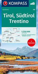 KOMPASS Autokarte Tirol, Südtirol, Trentino/Tirolo, Alto Adige, Trentino 1:250.000. 1:250'000