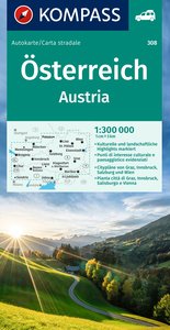KOMPASS Autokarte Österreich 1:300.000. 1:300'000