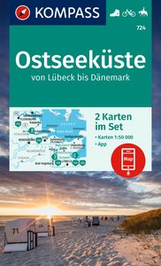 KOMPASS Wanderkarten-Set 724 Ostseeküste von Lübeck bis Dänemark (2 Karten) 1:50.000. 1:50'000